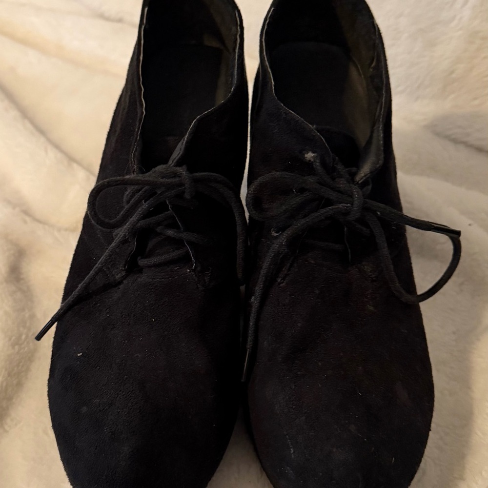Charlotte Russe Dark Lace-Up Heeled Boots